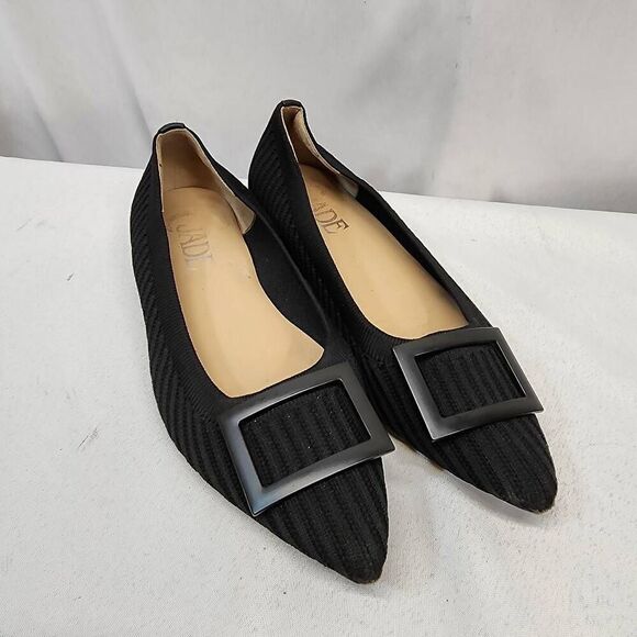 No Brand Shoes - Women's Jade Black Pointy Heal Buckle Ballet Flats Size 6.5